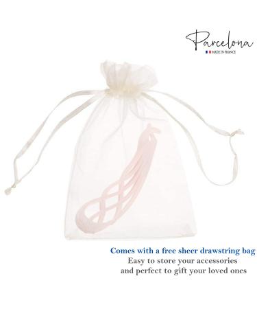 Parcelona French Curved Large 4 Celluloid Banana Clip Hair Comb in Light Pink - Made in France | Durable Styling Accessories for Women - Buy Online on GoSupps.com