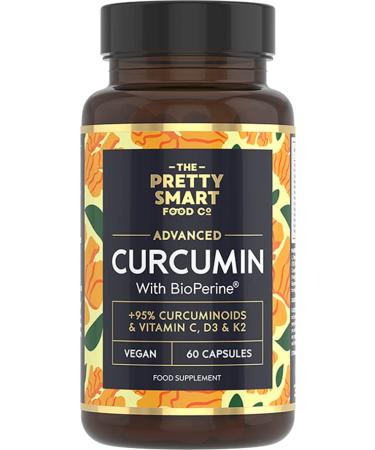Powerful Curcumin 95 & BioPerine - Turmeric Capsules High Strength with Black Pepper - High Absorption 95% Curcuminoids - With D3 K2 Coconut & Botanicals - 60 Capsules (not tablets) - Made in The UK