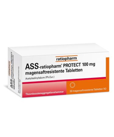 ASS -Ratiopharm Protect 100 mg of gastrointestinal tablets: stomach -friendly blood thinner against the clumping of blood plates - for prophylaxis of a new infarction 50 pieces 50 pieces (1 Pack)