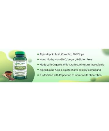 Green Organic Supplements' Alpha Lipoic Acid Complex ALA 90 VCaps Alpha Lipoic Acid Capsules (Pack of 1) 90 Count (Pack of 1) - Buy Online on GoSupps.com
