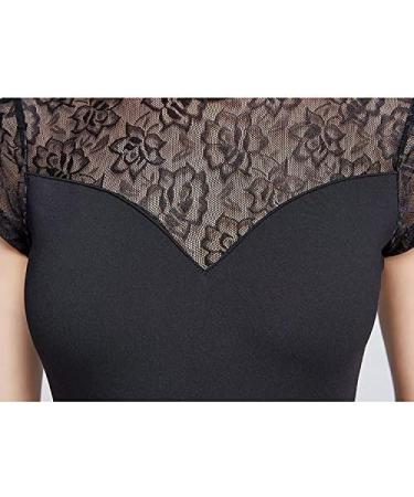 YCMI Lace Turtleneck Ballet Leotard - Women's Short-Sleeve Dance Bodysuit (Black, Small) - Buy Online on GoSupps.com