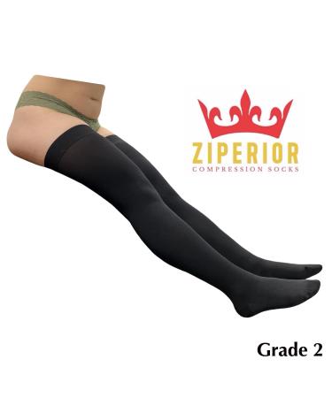 Buy Closed Toe 20-30 mmHg Compression Thigh Highs with Zipper - Black Large-X-Large | International Shipping Available - Buy Online on GoSupps.com