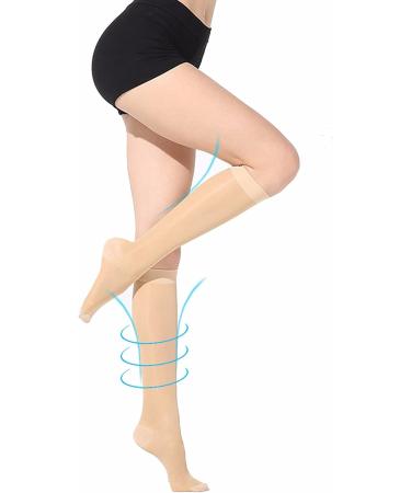 WSYKC Compression Stockings - 23-32 mmHg for Swelling Relief & Pain Relief | Skin Color | Ideal for Athletes Teachers & Doctors - Buy Online on GoSupps.com