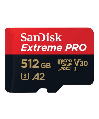 SanDisk 512GB Extreme Pro Durable, Captures 4K UHD Video, 200MB/s Read and 140MB/s Write microSD UHS-I Card for Recording Outdoor Adventures and Weekend Trips