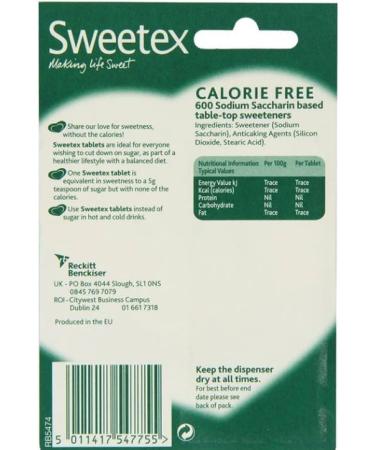 Sweetex Sugar Free Calorie Free Sweetener Tablets Convenient Pocket Size Dispenser Pack of 4 Total of 4800 Tablets - Buy Online on GoSupps.com