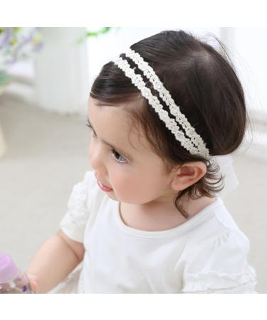 Baby Girls' White Flower Headbands - 10 Piece Elastic Hair Accessories | Soft Arch Headwraps & Gift-Ready - Buy Online on GoSupps.com