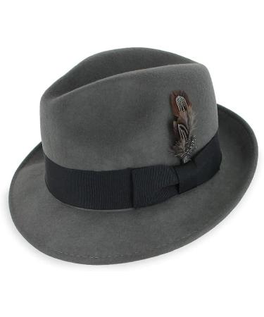 Belfry Trilby Vintage Style Dress Fedora Hat, 100% Pure Wool Felt - Black/Grey/Navy/Brown/Pecan - Large - Buy Online on GoSupps.com