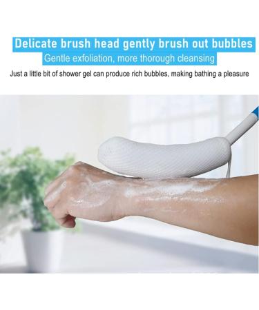 Natureman Long Grip Bathing Brush - 39 cm Curved Handle for Seniors & Pregnant Women | Easy Reach Body Brush for Bathing & Showering - Buy Online on GoSupps.com