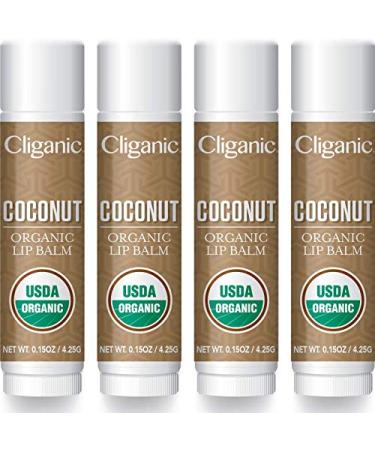 Cliganic Organic Lip Balm - Coconut (Pack of 4)