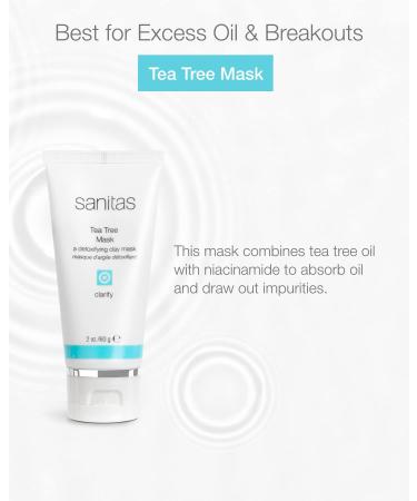 Sanitas Skincare Tea Tree Mask | Purifying Detox Clay Treatment with Salicylic Acid - 2 oz for Clear Skin - Buy Online on GoSupps.com