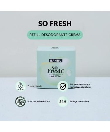  BANBU BANBU SO FRESH Organic Deodorant Cream Vanilla Breeze 50ml 24h Protection Aluminium and Alcohol Free Certified Vegan and Cruelty Free - Buy Online on GoSupps.com