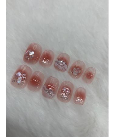 Hand wear nail wearable nail short powder blusher diamond glitter nail patch advanced whitening false nail (Color : 1 Size : M) - Buy Online on GoSupps.com