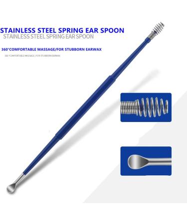 Professional Ear Wax Removal Kit with Stainless Steel Spiral Ear Cleaner - 2Pcs (Blue Brush) - Buy Online on GoSupps.com