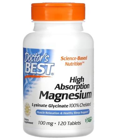 Doctor's Best - High Absorption Magnesium | 100mg - 120 Tablets