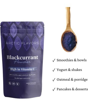 Arctic Flavors Blackcurrant Powder 100% Sustainably Sourced Whole Blackcurrants from the Pure Nature of Finland High in Antioxidants and Vitamin C All-natural Superfood 85g 3.0oz - Buy Online on GoSupps.com