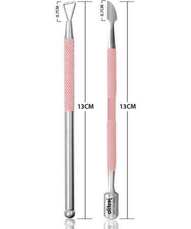 Jestilo Stainless Steel Cuticle Pusher and UV Gel Nail Polish Remover Pack of 2 Cuticle Remover & Trimmer | Nail Art Tools Scraper and Cleaner (Pink) - Buy Online on GoSupps.com