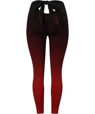 Sexy Red Bow Tie High Waist Workout Leggings | Butt Lift Yoga Pants | Medium - Buy Online on GoSupps.com