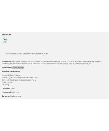 Vantastic Foods Seitan Powder - Gluten Powder for Homemade Seitan - 250g | International Shipping Available - Buy Online on GoSupps.com