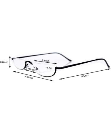 Half Reading Glasses - Metal Frame Readers for Men & Women | 2 Pairs (Black & Gold) | 2.5x Magnification | Pouch Included - Shop Internationally - Buy Online on GoSupps.com