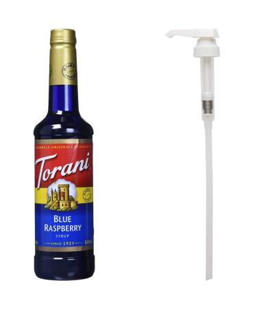 Torani Blue Raspberry Syrup Plastic Bottle 750 ml & Flavored Flavour Syrup Pump for 750ml Syrup + Flavored Syrup