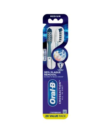 Oral-B CrossAction All In One Toothbrushes Medium 2 Count - Buy Online on GoSupps.com