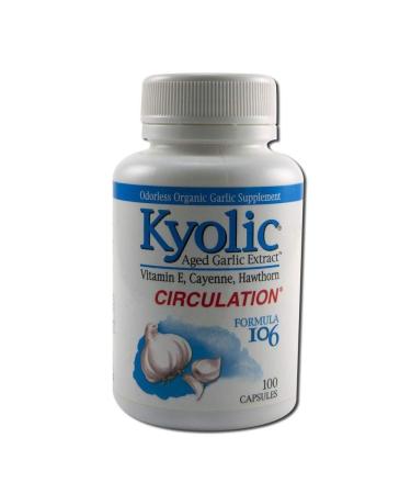 Kyolic - Formula 106 Aged Garlic Extract for Circulation - 3 Pack of 100 Capsules (300 Capsules Total)
