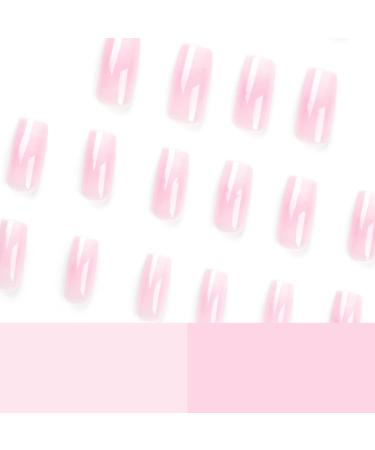 Shop Mouyouglow Press on Nails - Lang Square Rosa Gradient White Full Cover Artificial Nails with Glue - Buy Online on GoSupps.com