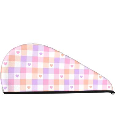 Heart Buffalo Plaid Microfiber Hair Towel | Super Absorbent Coral Velvet Wrap for Long Curly & Thick Hair - Quick Drying Essential - Buy Online on GoSupps.com