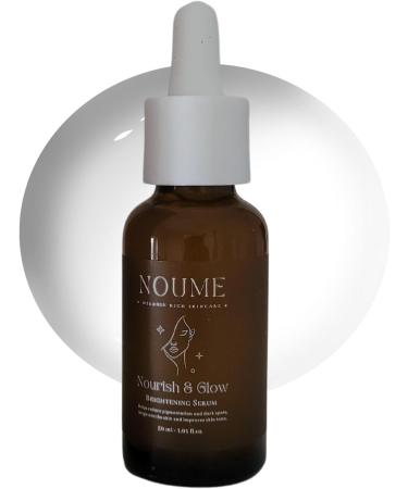 Nourish & Glow Brightening Face Serum Alpha Arbutin Hyaluronic Acid Vitamin C Targets Hyperpigmentation Dark Spots Anti-Blemish Anti-Aging Melanin Rich Skincare - 30ml - Buy Online on GoSupps.com