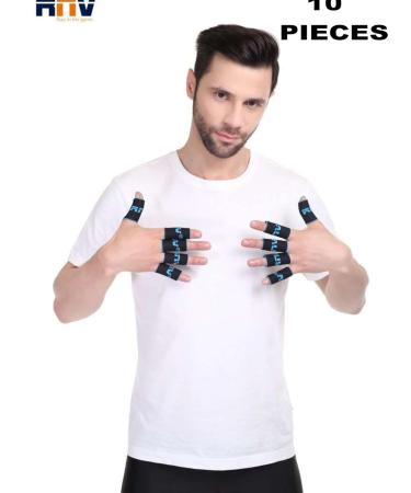 RNV 10 Pieces Black Cotton Elastic Finger Compression Sleeves Comfortable & Stretchable Support for Fingers | International Shipping - Buy Online on GoSupps.com
