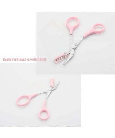 Buy Eyebrow Scissors with Comb & Trimmer for Women | Eyelash Hair Shaping Tools Eyebrow Razor & Stencil Card - Perfect Makeup Essentials (Pink - Buy Online on GoSupps.com