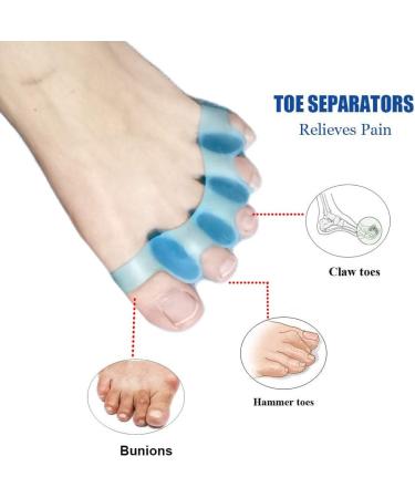 Bunion Relief Toe Separators & Stretcher - 4pc Gel Spacer Set for Yoga, Walking, Dancing - Men & Women (Blue) - Buy Online on GoSupps.com