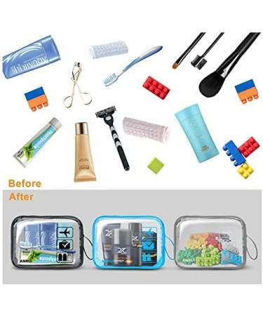ANRUI 3pcs TSA-Approved Clear Travel Toiletry Bag Set - Grey 1 3-1-1 Liquids Organizer for Carry-On Luggage - Women & Men - Buy Online on GoSupps.com