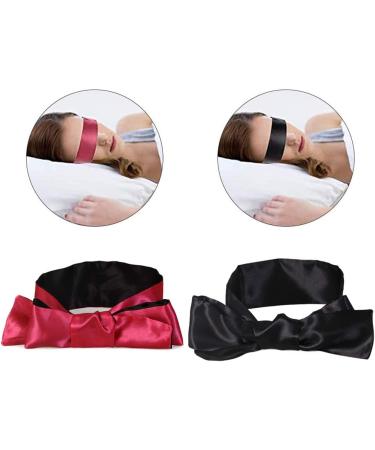 Satin Sleeping Eye Mask 2 Pack - Soft Silk Blindfold for Sleeping Games (Black Red and Black) - Buy Online on GoSupps.com