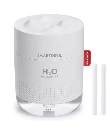 SmartDevil Humidifiers 500ml Cool Mist Humidifier Air Humidifier Whisper Quiet USB Humidifier with Night Light Waterless Auto Shut-Off for Home Baby Bedroom Yoga Office Travel 2 Filters White