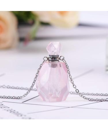 YGLINE Rose Quartz Essential Oil Diffuser Pendant Necklace | Natural Healing Stone Jewelry for Aromatherapy - Buy Online on GoSupps.com