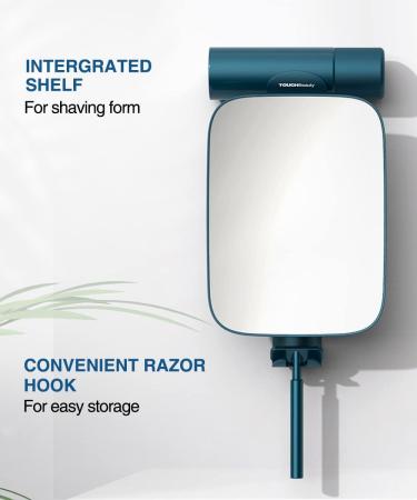 TOUCHBeauty 3X Shower Mirror with Razor Holder - 360 Degree Swivel, Larger Size 11, Blue Men's Bathroom Accessories - Buy Online on GoSupps.com