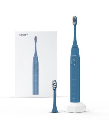 SIDSYS Electric Toothbrush with 2 Brush Heads, Ultrasonic Whitening Toothbrush, 15 Clean Modes with Timer, Wireless Charging, IPX7 Waterproof, Blue