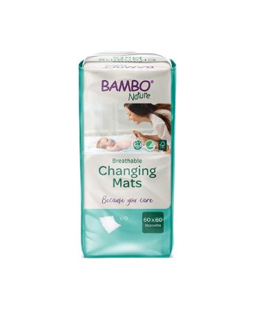 Bambo Baby Changing Mat Eco-Friendly Disposable Changing Mats Extra Soft For Comfort Ultra-Absorbent Disposable Changing Mats Leakage Protection Sustainably Sourced Changing Mats - 60x60cm 10PK