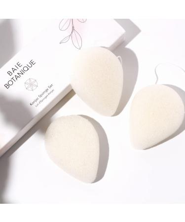 Baie Botanique Teardrop Konjac Sponge Set - 100% Natural, Eco-Friendly Facial Cleansing and Exfoliating Sponges (3 Pack) - Buy Online on GoSupps.com