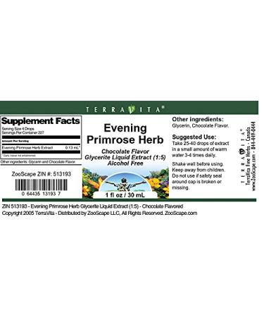 Evening Primrose Herb Glycerite Liquid Extract (1:5) - Chocolate Flavored (1 oz ZIN: 513193) - 3 Pack - Buy Online on GoSupps.com