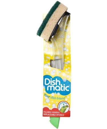 Dishmatic Fillable Washing up Brush and Sponge with 3X Refills - Easy Grip Dish Cleaner + Bonus - General Purpose Dishmatic Brush - Buy Online on GoSupps.com