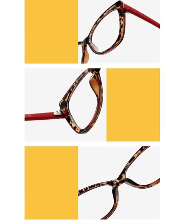 Fatigue Relief Cat Eye Blue Light Blocking Glasses for Women - Oversized +150 Leopard Reading Eyewear - Buy Online on GoSupps.com