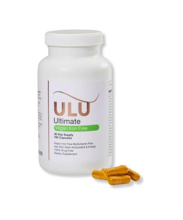ULULIFE Ultimate Multivitamin: Vegan Iron Free Promotes Stronger Hair Skin & Nails and Improves Antioxidant & Energy with Better Sleep & Less Stress - 180 Capsules (30-Day Supply)