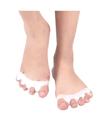 1 Pair Gel Toe Separator Soft Reusable Toe Spacer Bunion Corrector Toe Straightener Pain Relief for Women Men and Adults (White)