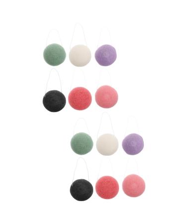 FRCOLOR 12 Pcs Jie Konjak Sponge Dry Wet Face Puff Face Scrub Sponge Facial Loofah Pads Soft Bath Sponge Cleaning Puff Cotton Pads for Face Bath Puff Body Konjac Sponge Makeup Remover Pad 1 Count (Pack of 1)