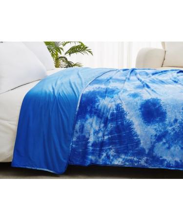 Guohaoi Cooling Blanket (90"x90"Queen Size) for Hot Sleepers and Night Sweats Decortive Tie Dye Arc-Chill Q-Max 0.5Cool Fiber Ultra Cold Breathable Comfortable Keep Cool Hypo-Allergenic All-Season Blue Watercolor 90" 90"