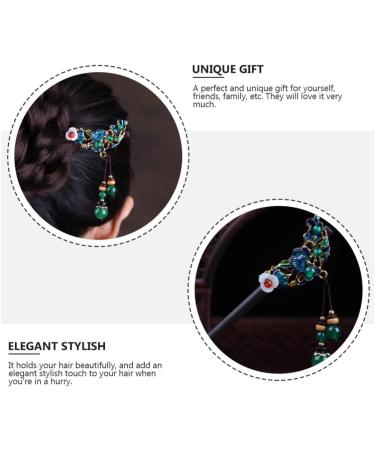 Kichvoe 1pc Classic Vintage Hairpin Japanese Hair Metal Hair Clips for Women Asian Hair Pins Chinese Hanfu Hair Bun Stick Chinese Hairpin Fork Pen Jade Beads Bride Classical Walk - Buy Online on GoSupps.com