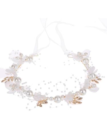 amangul Princess Head Hoop Girls Birthday Party Delicate Flower+Pearls Hair Jewelry Gorgeous Flower Girl Headdress Prom Dress Up(Butterfly Fabric Wre) - Buy Online on GoSupps.com