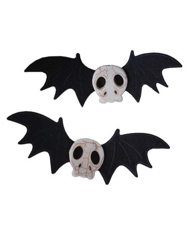 Dark Gothic Skull Bat Hair clips Edge clip Hairpin Fit For Cosplay Party Hallowmas 1 Pair Halloween Decoration